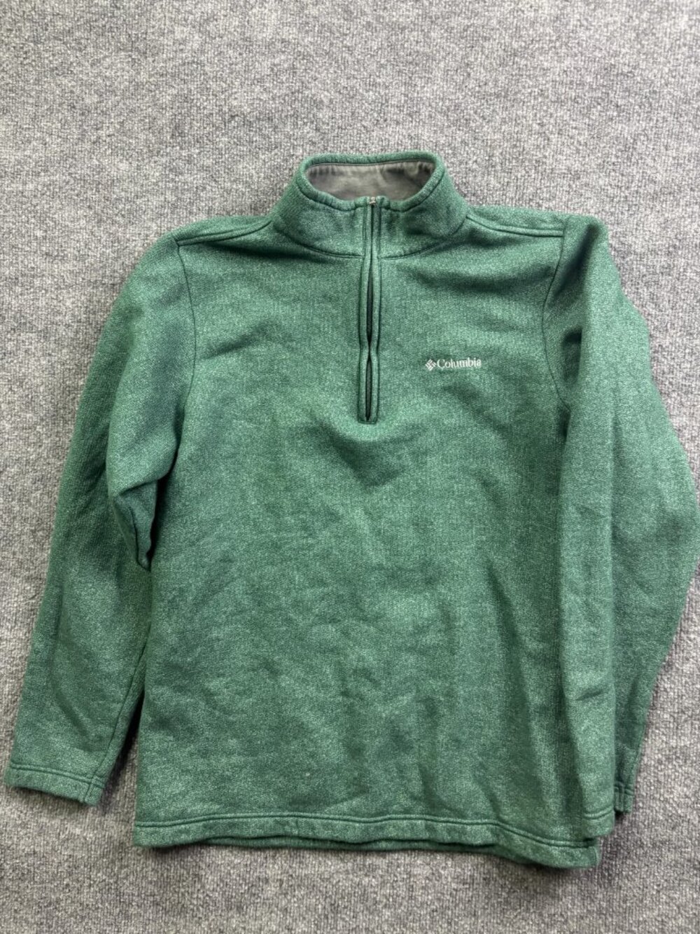 Columbia Pullover Mens Medium Green 1/4 Zip Fleece Hiking Outdoor Casual Top
